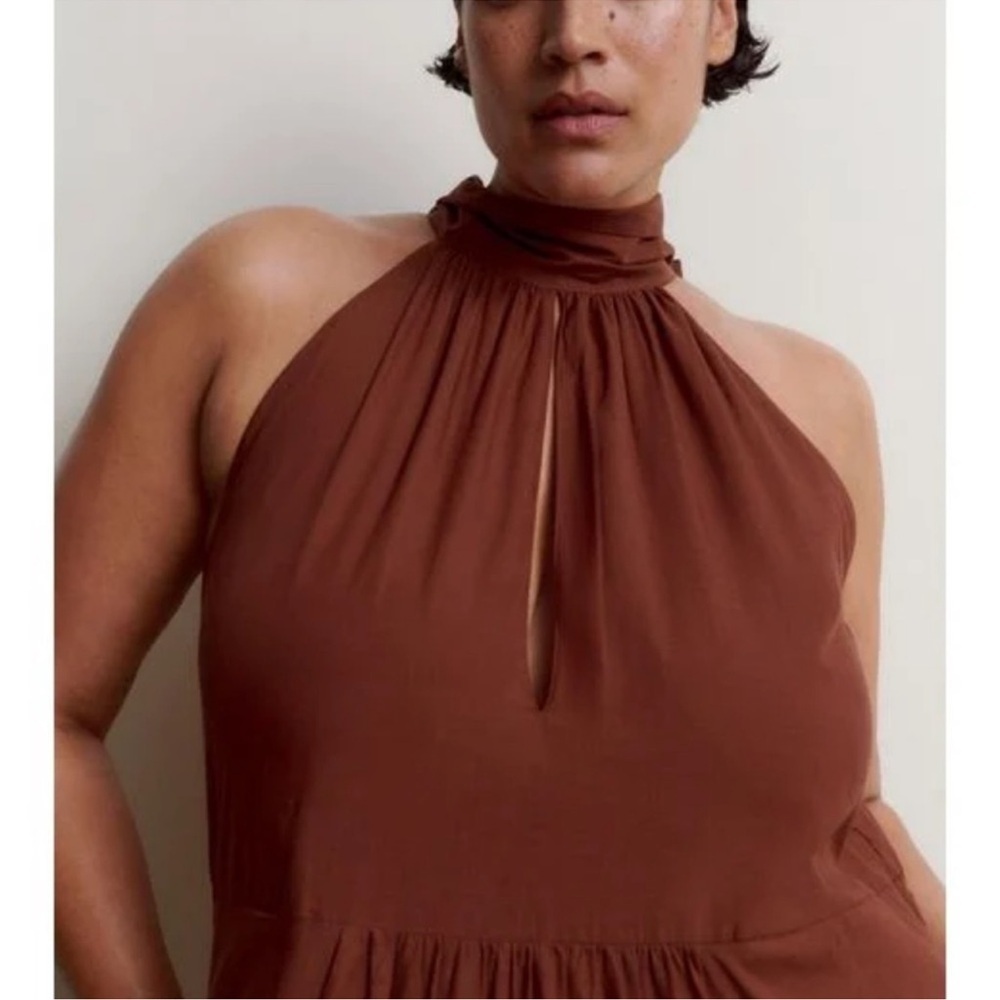 ME+EM Cotton Voile Halterneck Full-Length Dress - NWT - Cinnamon Size: 12 - Picture 4 of 15